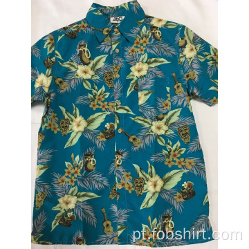 Camisa havaiana com estampa de poliéster